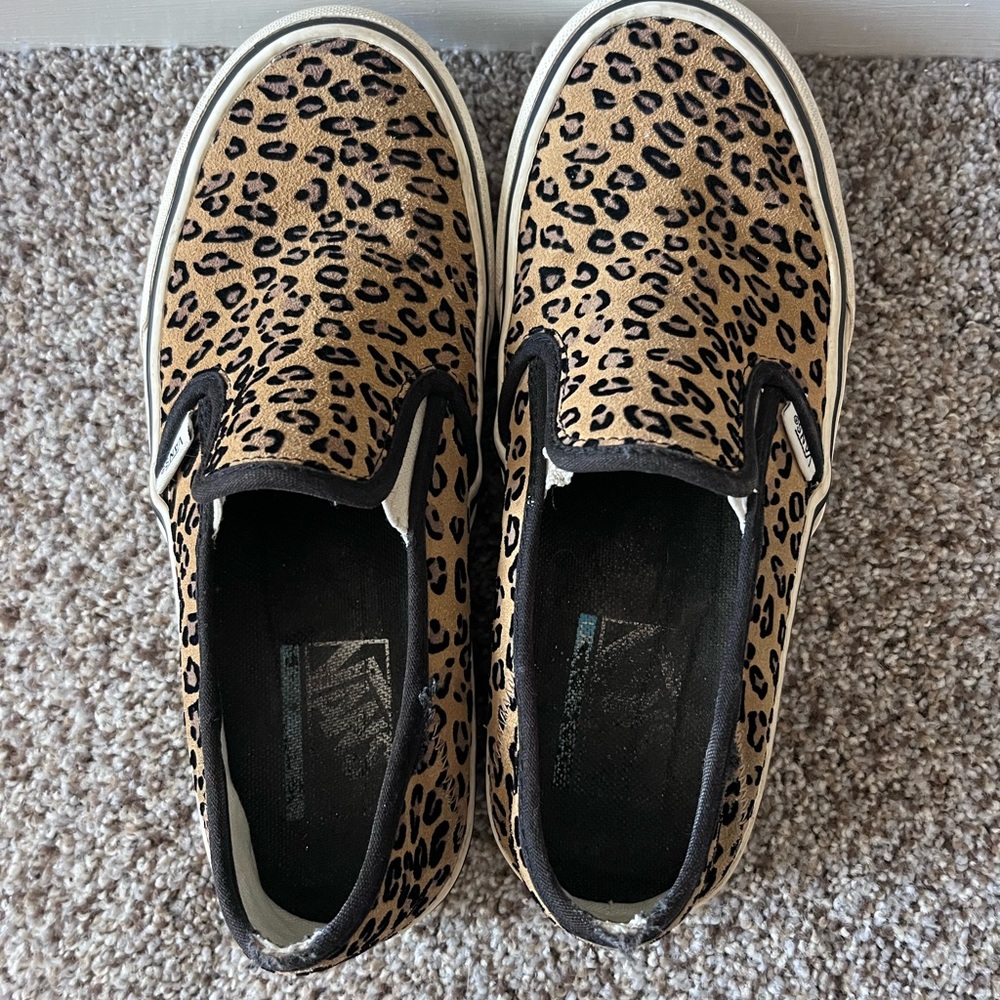 Vans leopard slip ons